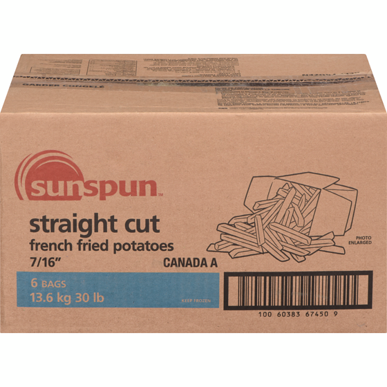 Straight Cut French Fried Potatoes, French Fries (Limit of 10) 13.62 kg - Sunspun - Canadian Distributor