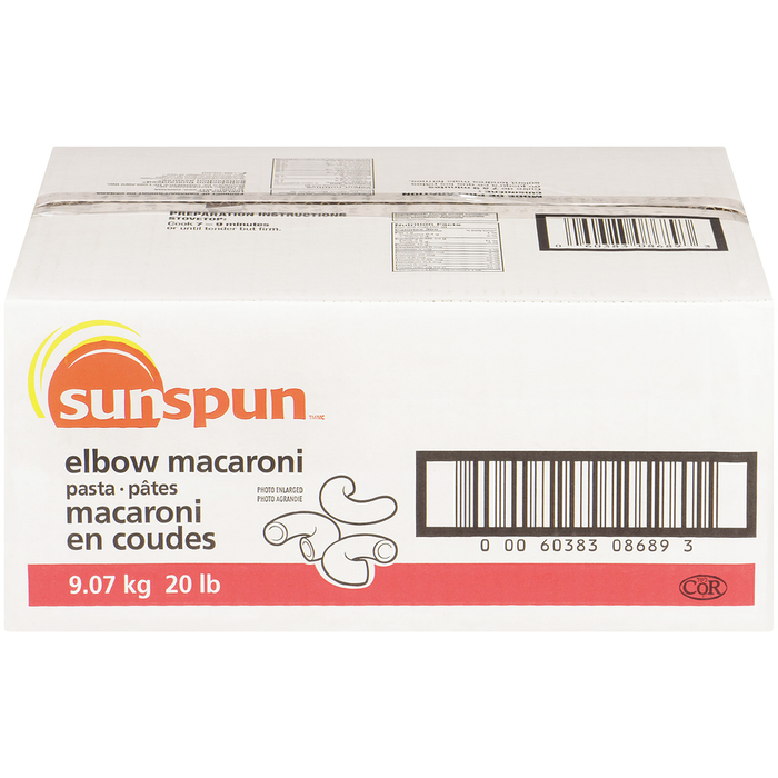 Elbow Macaroni Pasta -9.07 kg- Sunspun - Canadian Distributor