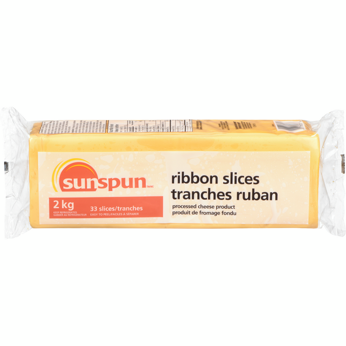 Processed Cheese Product, Ribbon Slices- 2000 g- Sunspun - Canadian Distributor