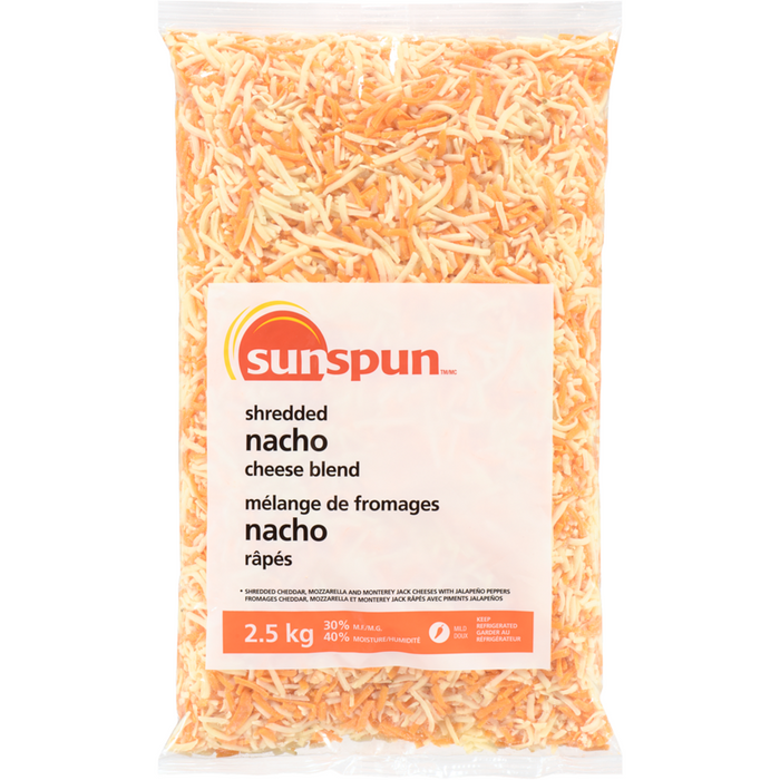 Shredded Nacho Cheese Blend - 2.5 kg- Sunspun - Canadian Distributor