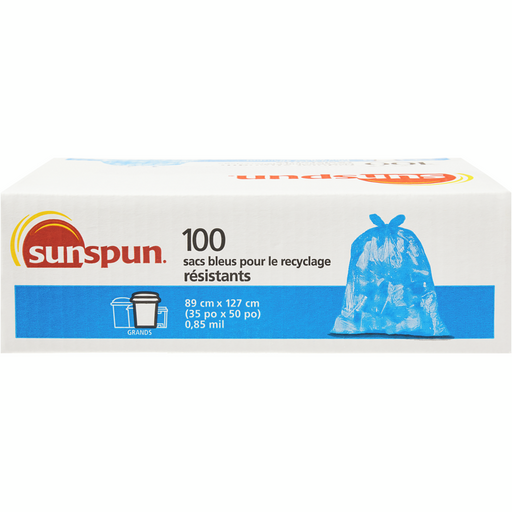 Blue Recycling Bags, Regular Strength 100 EA -  Sunspun - Canadian Distributor