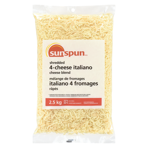 Cheese, Shredded 4- Italiano Blend 2.5KG-  Sunspun - Canadian Distributor