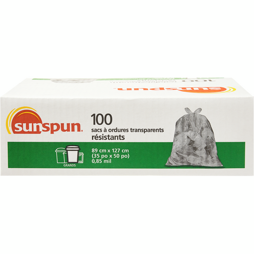 Clear Garbage Bags, Regular Strength - 100 EA- Sunspun - Canadian Distributor