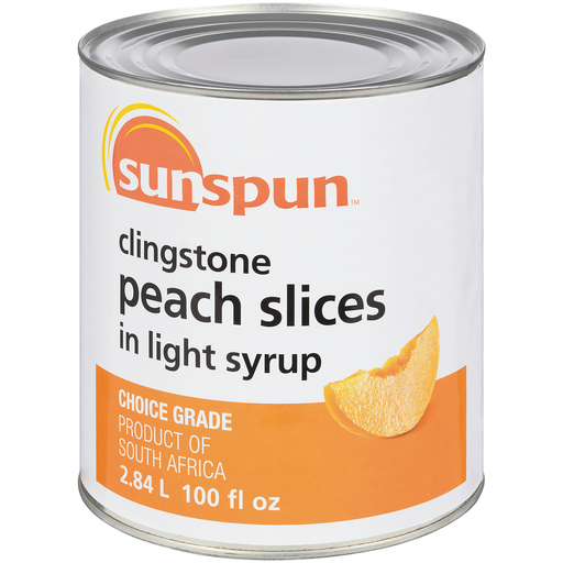Clingstone Peach Slices in Light Syrup - 2.84L - Sunspun - Canadian Distributor