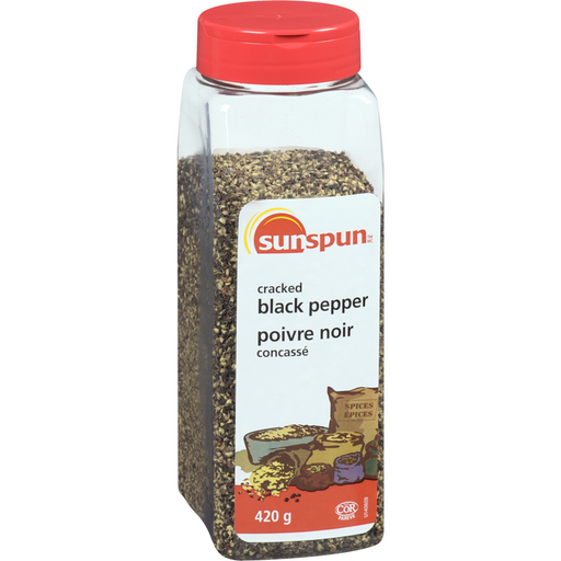 Cracked Black Pepper - 420 G - Sunspun - Canadian Distributor.