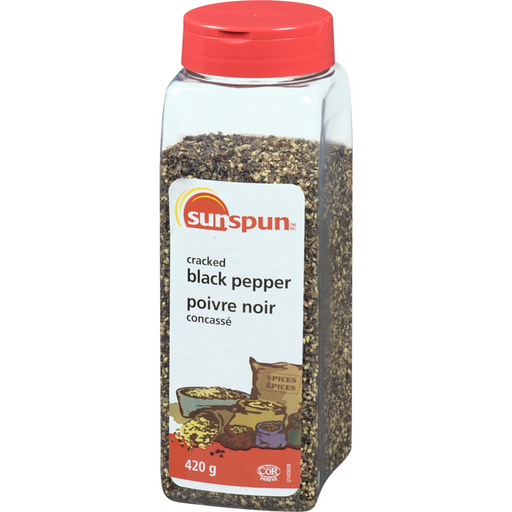 Cracked Black Pepper - 420 G - Sunspun - Canadian Distributor