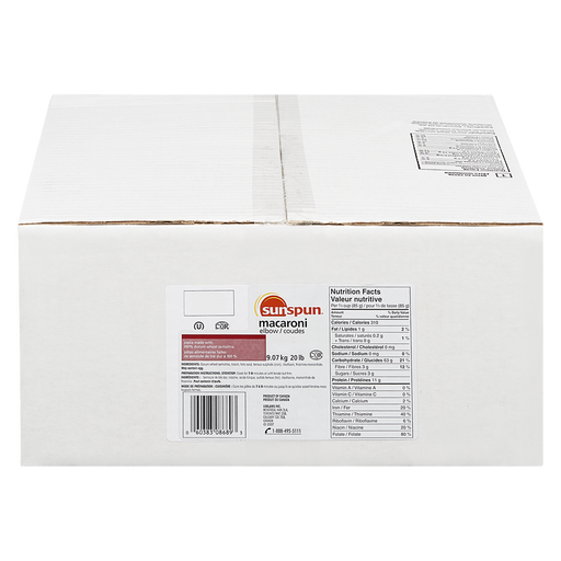 Elbow Macaroni Pasta -9.07KG- Sunspun - Canadian Distributor.