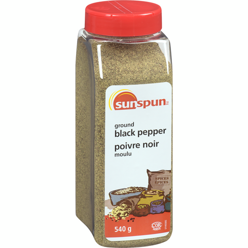 Ground Black Pepper 540 G - Sunspun - Canadian Distributor.