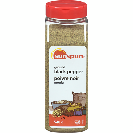 Ground Black Pepper 540 G - Sunspun - Canadian Distributor