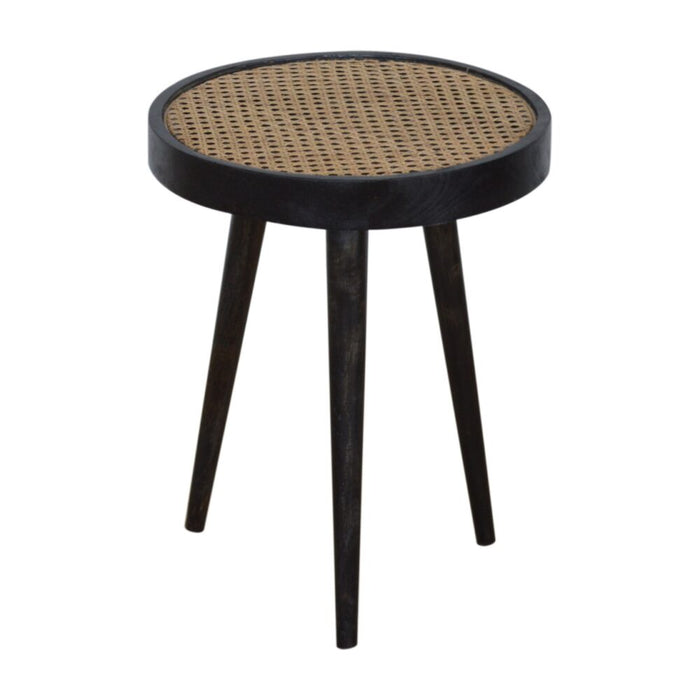 Carbon Black Rattan End Table