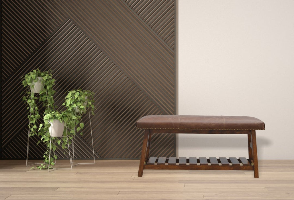 Buffalo Hide Hallway Bench