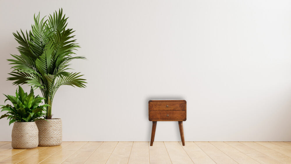 Curved Chestnut Bedside