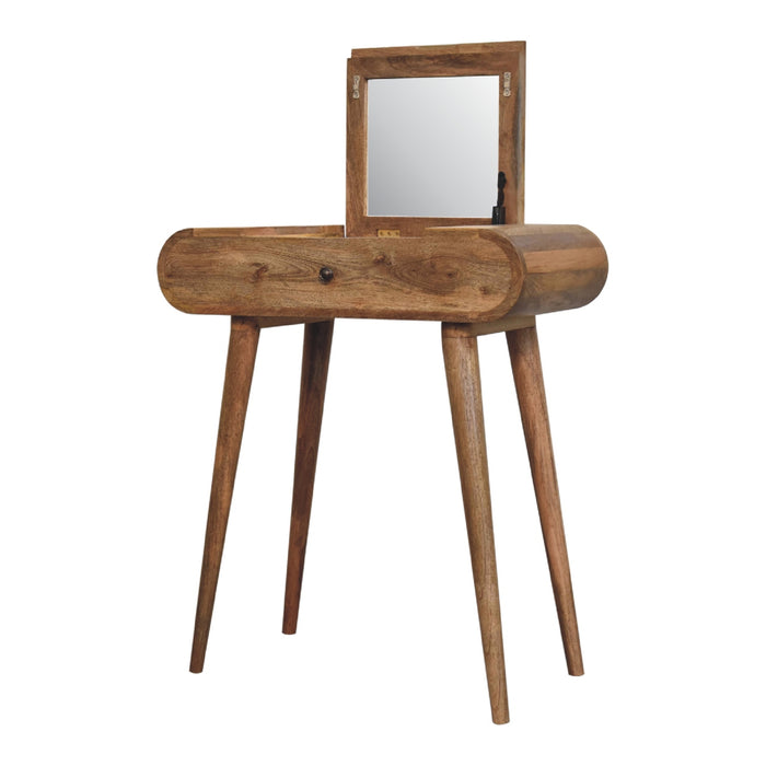 Rounded Dressing Table Mini Oak-ish Round Dressing Table — Noble Home Office