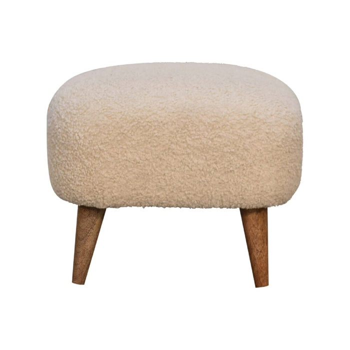 Boucle Cream Square Footstool