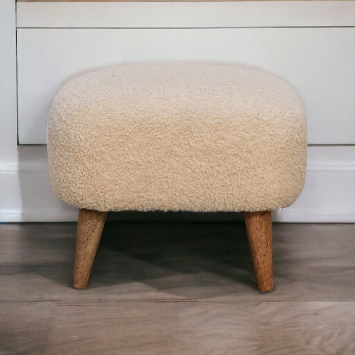 Boucle Cream Square Footstool