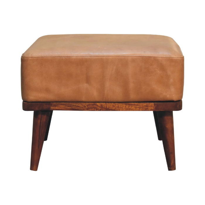 Tan Buffalo Leather Tan Footstool