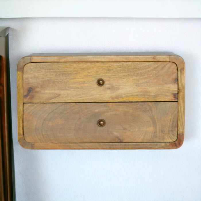 Oak-ish 2 Drawer Floating Bedside