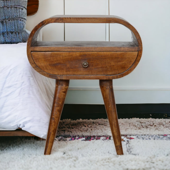 Chestnut Circular Open Bedside