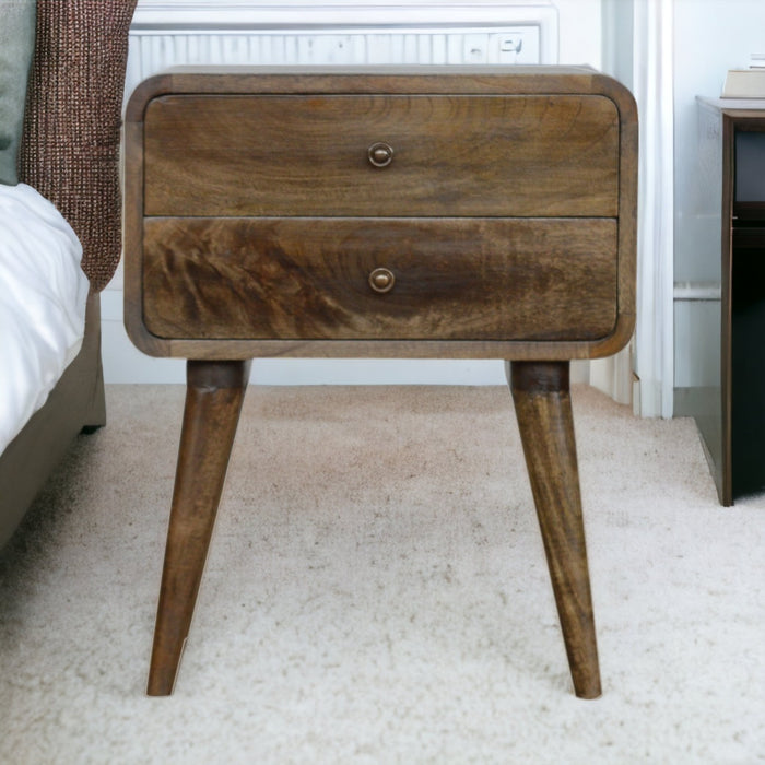 Curved Classic Grey Washed Bedside