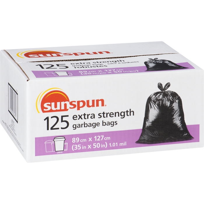 Large Extra Strength Garbage Bags 125 EA-  Sunspun - Canadian Distributor.