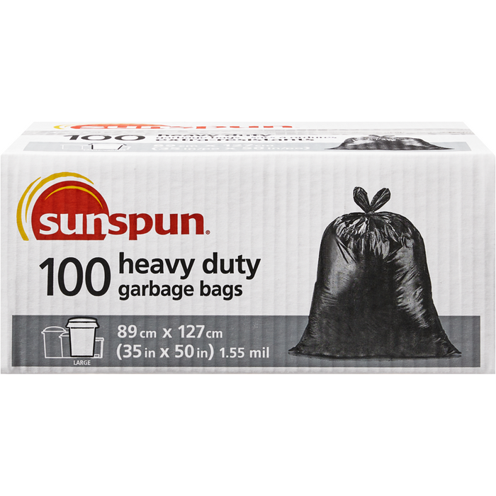 Large Heavy Duty Garbage Bags 100 EA - Sunspun - Canadian Distributor..