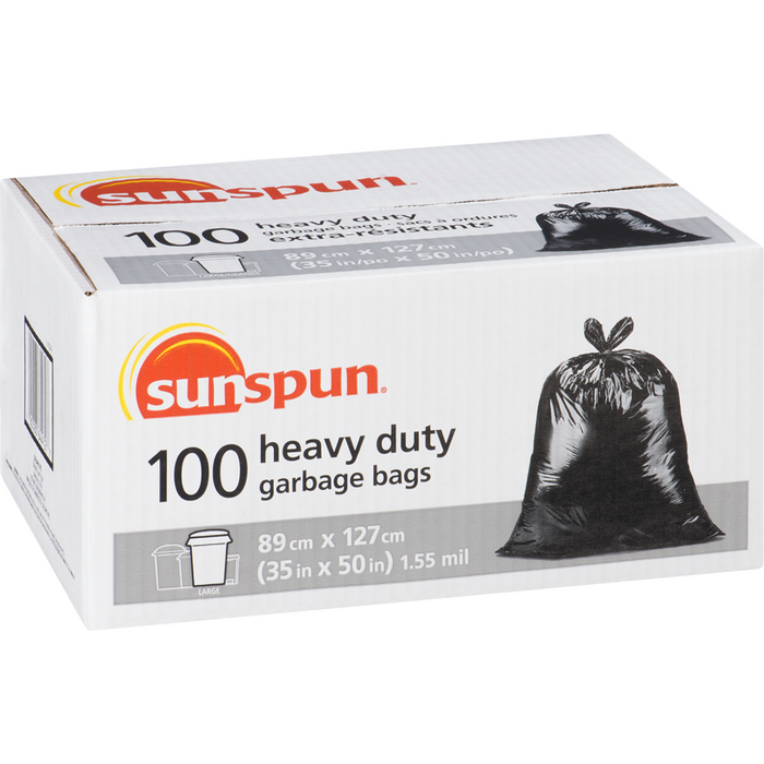 Large Heavy Duty Garbage Bags 100 EA - Sunspun - Canadian Distributor.