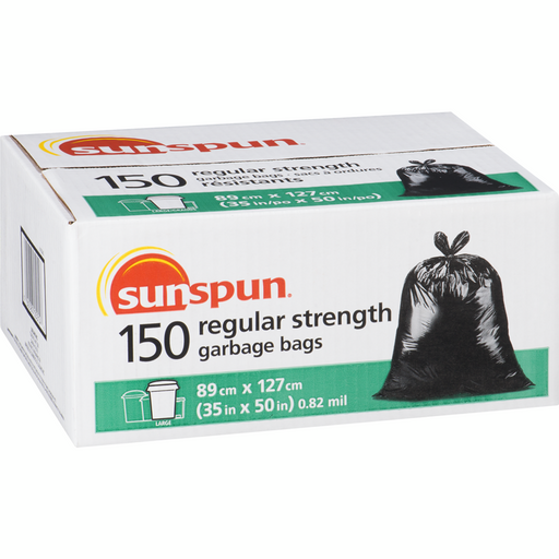 Large Regular Strength Garbage Bags 150 EA-  Sunspun - Canadian Distributor.
