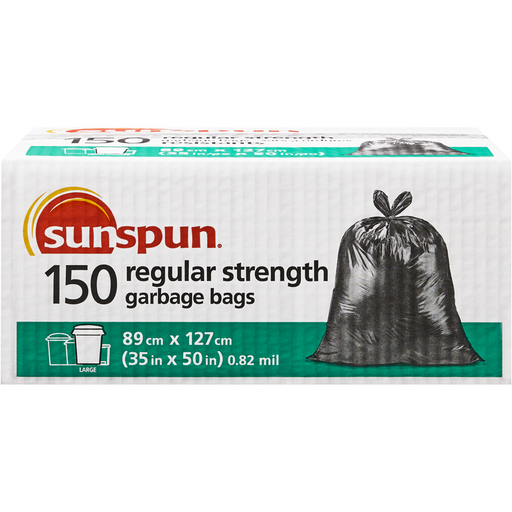 Large Regular Strength Garbage Bags 150 EA-  Sunspun - Canadian Distributor