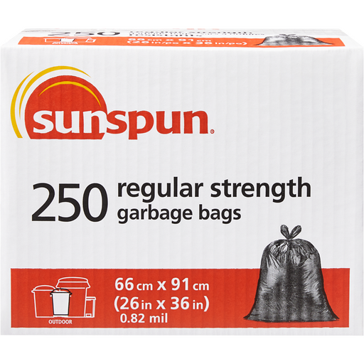 Regular Strength Outdoor Garbage Bags 250 EA-Sunspun - Canadian Distributor