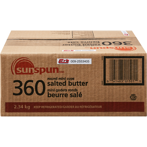 Salted Butter Round Mini Cups 360x6.5 G -  Sunspun - Canadian Distributor