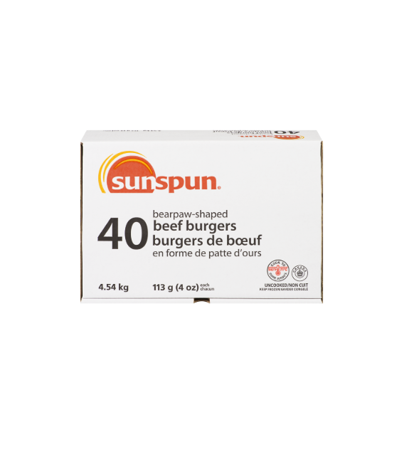 Beef Burgers, 4oz - 4.54 kg- Sunspun - Canadian Distributor