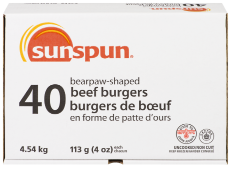 Beef Burgers, 4oz - 4.54 kg- Sunspun - Canadian Distributor