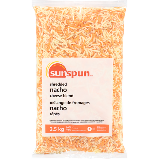 Shredded Nacho Cheese Blend - 2.5 KG- Sunspun - Canadian Distributor