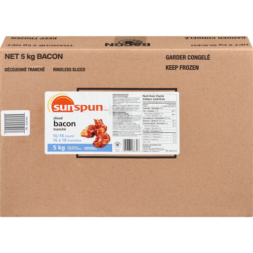 Sliced Bacon 5 KG - Sunspun - Canadian Distributor