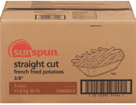 Straight Cut French Fried Potatoes, French Fries (Limit of 10)- 2.27 KG - Sunspun - Canadian Distributor