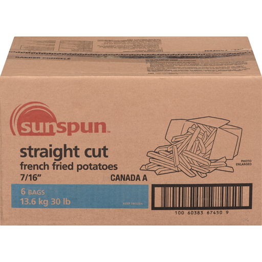 Straight Cut French Fried Potatoes, French Fries (Limit of 10) 13.62 KG- Sunspun - Canadian Distributor