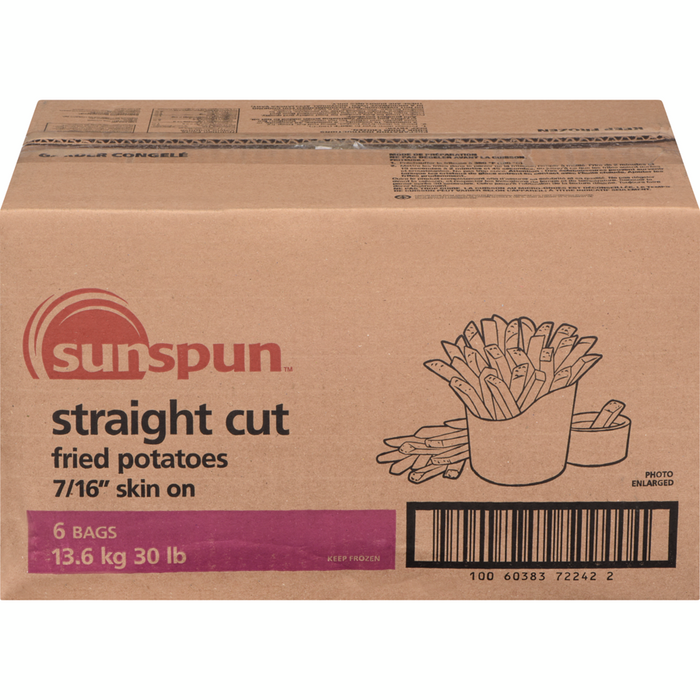 Straight Cut Fried Potatoes Skin On, French Fries (Limit of 10) 2.27 KG -  Sunspun - Canadian Distributor