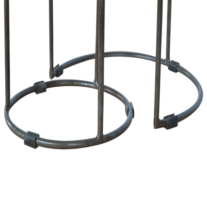 Round Stool Set of 2 with Iron Base