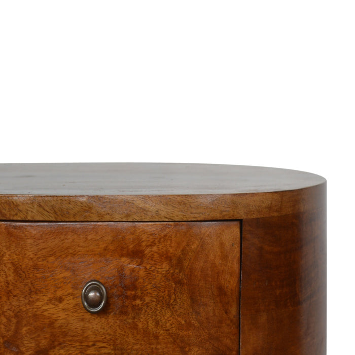 Chestnut Rounded Bedside Table